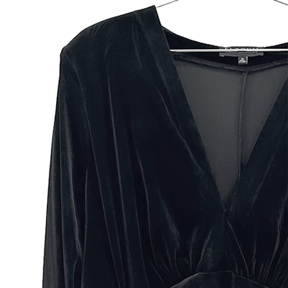 ELOQUII Velour Long Sleeve Ruched Bodycon Dress • Size 20 • black • EUC‎ - Picture 3 of 7